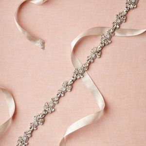 BHLDN sparkled skinny sash silver one size.
